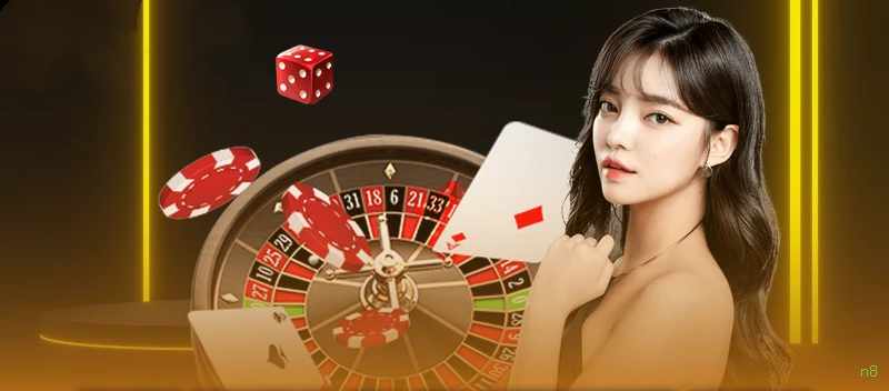 Imagem promocional do cassino online da n8 mostrando jogos ao vivo